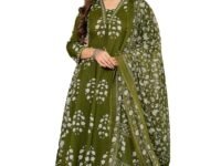 PARTHVI Women's Pure Cotton Block Printed Ethnic Wear Kurta & Palazzo Pants & Dupatta Set