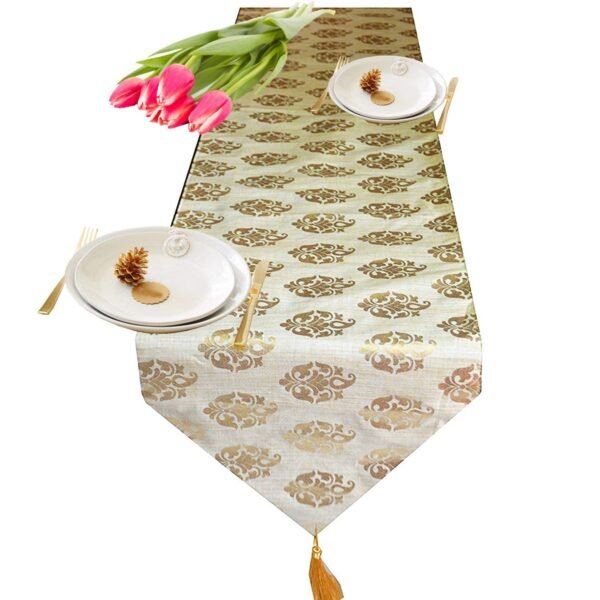 PINK PARROT Durable Dopian Silk Table Runner 13"X 70 " 1 Pc (Beige), Large