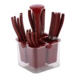 Plantex Spoon Set for Kitchen/Cutlery Set for Dining Table/Spoon Stand for Dining Table Fancy/Spoon Holder for Kitchen Counter Top with Storage Box (24 Pieces - Brown)