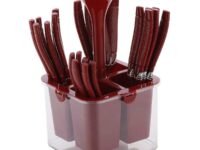 Plantex Spoon Set for Kitchen/Cutlery Set for Dining Table/Spoon Stand for Dining Table Fancy/Spoon Holder for Kitchen Counter Top with Storage Box (24 Pieces - Brown)