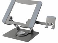 Portronics My Buddy K9 Pro 2-in-1 Laptop & Phone Stand with 360° Rotating Base, Adjustable Height & Angle, Foldable Metal Design, Heat Dissipation, Universal Fit for 10–15.6” Laptops