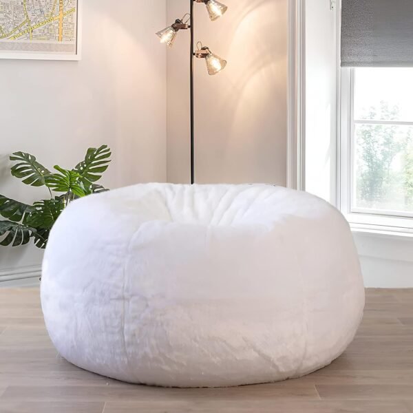 Premium and Classic White Luxurious Soft Faux Fur BeanBag Chair Cover, Bean Bag Chair for Kids, and Adults, Bean Bag Cover, XXXL