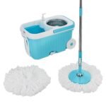 Presto! Elite Spin Mop with Steel Wringer and Auto-fold Handle, Blue, 2 Refills