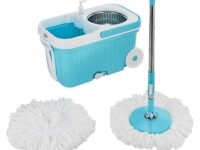 Presto! Elite Spin Mop with Steel Wringer and Auto-fold Handle, Blue, 2 Refills