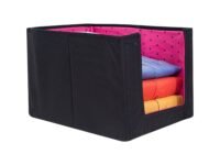 PrettyKrafts 1 Pc Non Woven Large Capacity Shirt Stacker/Foldable & Stackable Closet Wardrobe Cupboard Organizer/Foldable Storage Box/Multipurpose Clothes Organizer (Pink, 26x40x26 cm)