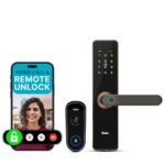 Qubo Smart Door Lock Essential (Copper) with Video Call Doorbell Connect | Answer Your Door from Anywhere – See, Speak & Unlock | AI Person/Motion Detection & Alerts
