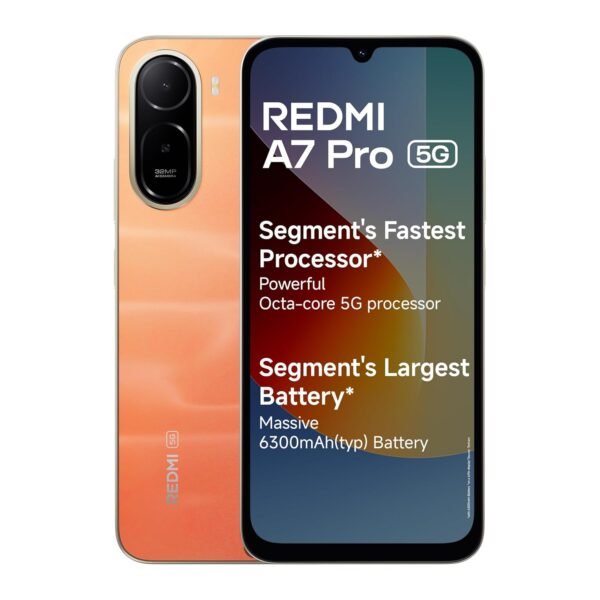 REDMI A7 Pro 5G (Sunset Orange, 4GB RAM, 64GB Storage) | Segment's Fastest Processor | Segment's Largest Battery | Segment's Largest & Smoothest 6.9in 120Hz Display