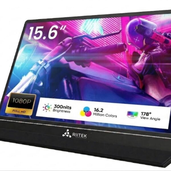 RIITEK 15.6 Inch Portable Monitor 1920 X 1080 Fhd Ips Ultra Slim Display Screen With Type-C, Mini, Hdmi Port For Laptop, Pc, Mac, Xbox, Ps4; Includes Smart Cover & Screen Protector, Black