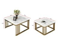 RIZIK STORE™ Iron Base Handmade Square 20"x20" & 18" x 18" Coffee Table/Nesting Table/Side Table/Center Table with Marble MDF White Top for Living Room/Drawing Room/Balcony Gold (White and Black)