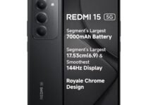 Redmi 15 5G Midnight Black 6GB + 128GB | Segment's Largest 7000mAhA Battery | Segment's Largest Display 17.53cm(6.9) Up to 144Hz | Snapdragon 6s Gen 3 | 18W Reverse Charging | 50MP AI Dual Camera