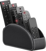 Remote Control Holder, SDYANLY Faux Leather Caddy/storage/Tray for Remote Controllers, Reading Glasses, Office Supplies, Makeup Brushes, Perfect Space Saver for End Table/Nightstand/Office Desk(Black