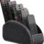 Remote Control Holder, SDYANLY Faux Leather Caddy/storage/Tray for Remote Controllers, Reading Glasses, Office Supplies, Makeup Brushes, Perfect Space Saver for End Table/Nightstand/Office Desk(Black