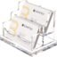 SANRUI Visiting Card Holder for Desk, Acrylic Business Card Holder, 2 Slots Card Display Stand & Desk Organizer for office，Clear