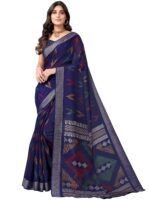 SIRIL Women's Cotton Printed Saree With Unstitched Blouse Piece