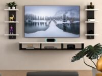 SNQ TV Unit, Tv Unit for Living Room (Black & White) Engineered Wood, 130 x 20 x 72 Centimeters