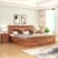 SONA ART & CRAFTS Kuber Solid Sheesham Wood Queen Size Bed with Storage Box | Wooden Bed Queen Size Cot Bed | Double Bed with Box for Home - Honey Finish (Assembly Included)