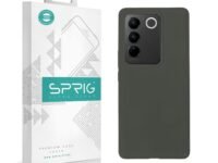 SPRIG Compatible with VIVO V27 5G Phone Liquid Silicone Cover Premium Back Cover Drop Tested Shock Proof Mobile Case for Men, Women, Boys and Girls with Camera Protection (Dark Grey)