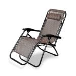 STAR WORK Stainless Steel Zero Gravity Chair, Lawn Chair Recliner Lounge, Portable Camping Folding Beach Chair With Removable Pillow (Burgundy)