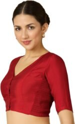 STUDIO Shringaar Women's Cotton Silk Stretchable (Smocked) Readymade Saree Blouse