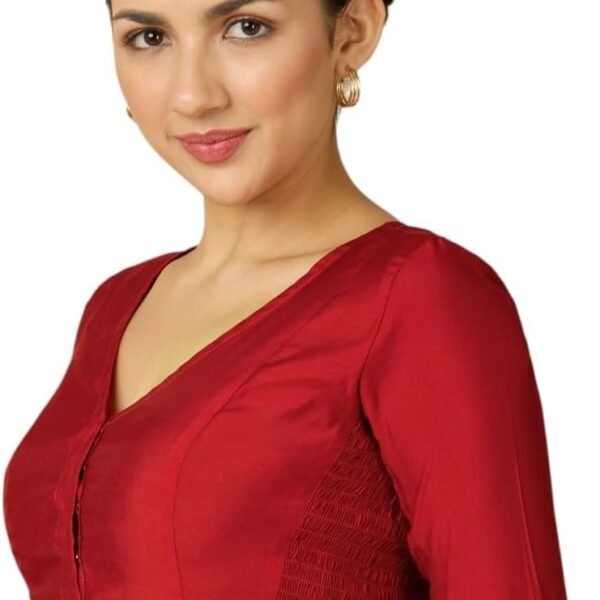 STUDIO Shringaar Women's Cotton Silk Stretchable (Smocked) Readymade Saree Blouse