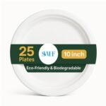 SWHF Disposable Plates 10 inch - Pack of 100, Eco-Friendly & Biodegradable, Dinner Plates for Serving Snacks, Dinner, Paper Plates for Birthday, Weddings & Parties - Disposal Plate (White, Round)