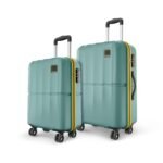 Safari Genius Theo 8 Wheels Set of 2 (Cabin + Medium) Trolley Bags, Hard Case Polycarbonate, 360 Degree Wheeling Carry-on & Check-in Luggage, Suitcase for Travel, Trolley Bags for Travel, Sage Green