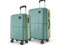 Safari Genius Theo 8 Wheels Set of 2 (Cabin + Medium) Trolley Bags, Hard Case Polycarbonate, 360 Degree Wheeling Carry-on & Check-in Luggage, Suitcase for Travel, Trolley Bags for Travel, Sage Green