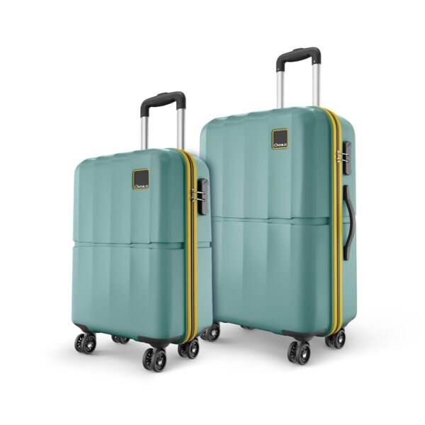 Safari Genius Theo 8 Wheels Set of 2 (Cabin + Medium) Trolley Bags, Hard Case Polycarbonate, 360 Degree Wheeling Carry-on & Check-in Luggage, Suitcase for Travel, Trolley Bags for Travel, Sage Green