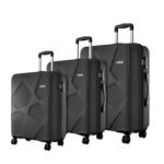 Safari Pentagon Pro 8 Wheels Spinner Set of 3 (Cabin+ Medium + Large) Trolley Bags, Hard Case Polypropylene, 360° Wheeling Luggage, Suitcase for Travel, Trolley Bags for Travel, Black