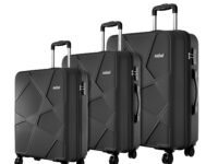 Safari Pentagon Pro 8 Wheels Spinner Set of 3 (Cabin+ Medium + Large) Trolley Bags, Hard Case Polypropylene, 360° Wheeling Luggage, Suitcase for Travel, Trolley Bags for Travel, Black