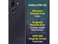 Samsung Galaxy M56 5G Mobile (Black, 8GB RAM, 256GB Storage)| Segment Slimmest | Gorilla Glass Victus+ | 10 Bit HDR Video | 50MP Camera | AI | Vapour Cooling Chamber | Lag-free Gaming| Without Charger