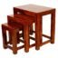 Sheesham Wood Nesting Table Set of 3 Stools || Nested Sofa Side Table Living Room Hall | Wooden Nightstand Lamp Table - Honey Finish