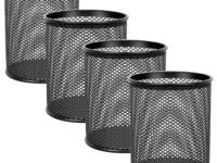 Shuban Metal Mesh Pencil Holder Round Pen Cups For Desk Organizer Classroom Organization Pencil Holders Wire Makeup Brush Holders For Desk Office Supplies-4 Pcs