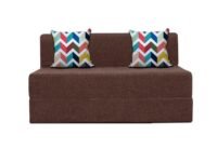 Sofa Cums Bed for Home | Two Seater | Sofa Bed 4X6 Feet, Foldable Sofa Bed for Living Room - Jute Fabric - Brown