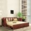 Solid Sheesham Wood 3 Seater Diamond Sofa Cum Bed for Living Room with Storage and Side Pockets Couch Diwan Wooden Bedroom Furniture Three Seater Sofa for Home Hall and Office (Honey Finish)