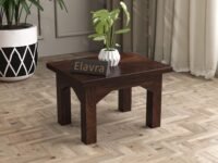 Solid Sheesham Wood Multipurpose Standard Sitting Stool Side Table for Living Room Nesting and Foot Stools Wooden Furniture for Home (Walnut)