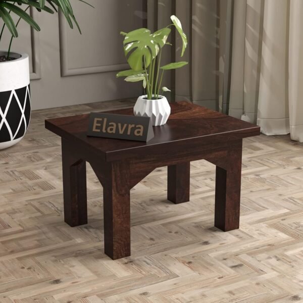 Solid Sheesham Wood Multipurpose Standard Sitting Stool Side Table for Living Room Nesting and Foot Stools Wooden Furniture for Home (Walnut)