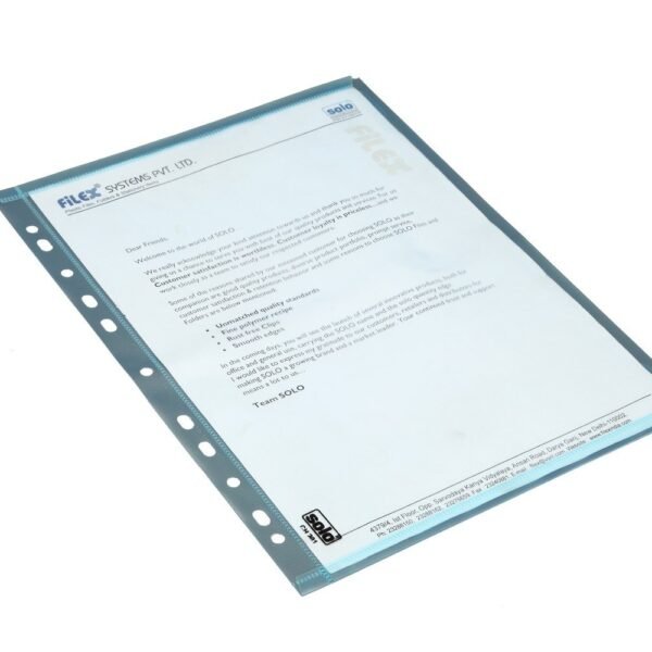 Solo CH- 201 Document File Bags A4 Pack of 10 pcs. - Transparent Blue