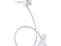 Sounce Flexible and Foldable Mobile Tabletop Stand with 360° Adjustable Rotation, Sturdy Metal Built Phone Holder for Video Calls, Home Office, Bedroom Use, Compatible with All Smartphones – White