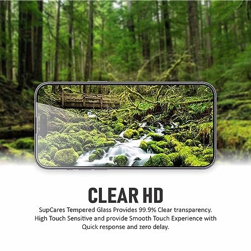 SupCares Tempered Glass for iPhone 16 and iPhone 15 (6.1 Inch) With Installation Kit | Military-Grade Gorilla Screen Protector | Edge to Edge Coverage | Black