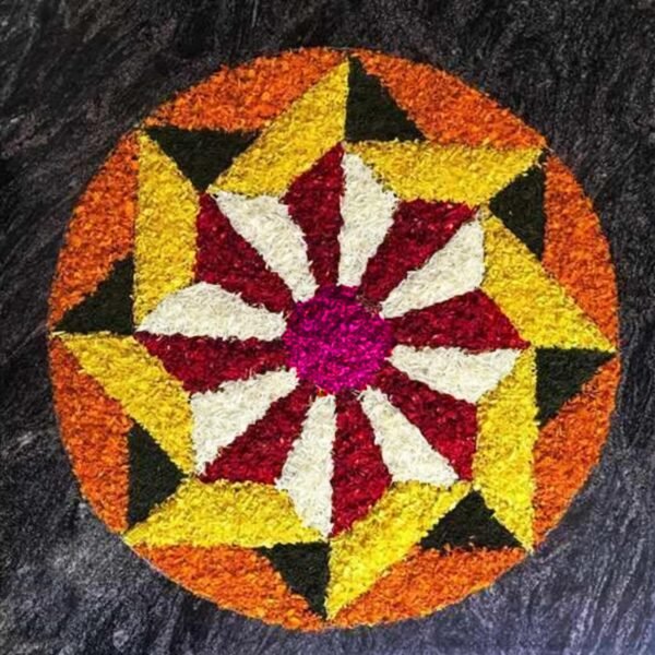 Super Soft Microfiber Traditional Rug Non-Slip Washable Modern Round Rangoli Door Mat, Kitchen, Bedroom, and Door (Green, 24X24 Inch)