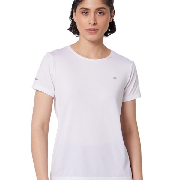 Symbol Premium Women's Polyester Blend Solid Regular Fit Sports Stretch T-Shirt | Round Neck | Raglan Sleeve | Moisture-Wicking | Activewear | Running | Gym | Plain (Available in Plus Sizes)