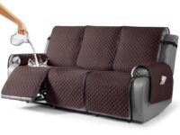 TAOCOCO Waterproof Recliner Couch Cover Sofa Slipcover for 3 Cushion Couch, Pet Sofa Cover for 3 Seat Recliner, Washable Reclining Sofa Cover Furniture Protector with Straps(3 Seater, Coffee)