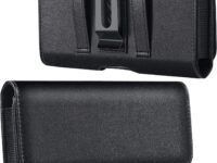TDG Leather Belt Pouch Holster for Apple iPhone Smartphones & Mobiles (Display 5.5 to 6.7 inches) (Black, 6.5)