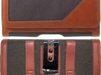 TDG® Dual Tone Faux Leather Pouch Holster Belt Clip Case with Belt Loop & Magnetic Flap Compatible for Apple iPhone Smartphones & Mobiles (Display 5 to 6.5 inches) (Brown, 6.7)
