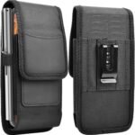 TDG® Nylon Mobile Belt Pouch Holster case Cover with Belt Clip and Loops - Cell Phone Pouch with Card Holder and RFID Protection - Velcro Closure - for Samsung Galaxy Smartphones