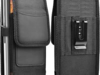 TDG® Nylon Mobile Belt Pouch Holster case Cover with Belt Clip and Loops - Cell Phone Pouch with Card Holder and RFID Protection - Velcro Closure - for Samsung Galaxy Smartphones