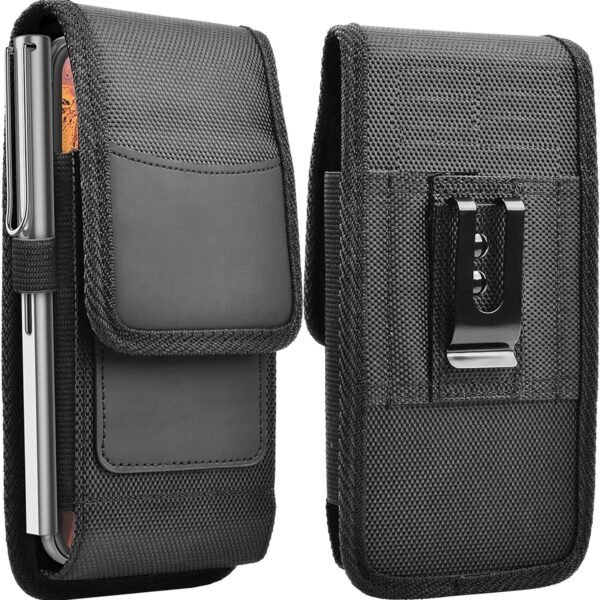 TDG® Nylon Mobile Belt Pouch Holster case Cover with Belt Clip and Loops - Cell Phone Pouch with Card Holder and RFID Protection - Velcro Closure - for Samsung Galaxy Smartphones