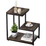 The 928115 Modern 3-Tier Sofa End Table, Nightstand with Storage Shelf Ladder-Shaped Chair Side Table with Sturdy Metal Frame for Living Room Bedroom EntrywDay - Made in India!