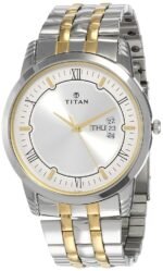 Titan Karishma Quartz Analog with Day and Date Silver Dial Two Toned Silver and Gold Stainless Steel Strap Watch for Men - NT1774BM01